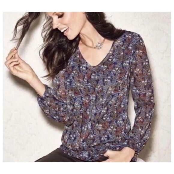 CAbi Tapestry Print Blouse Style #157 Size Medium - Picture 1 of 6